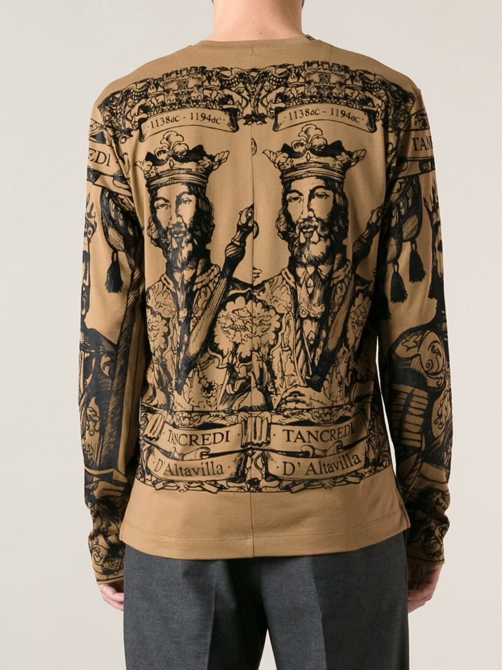 Lyst - Dolce & Gabbana Baroque King Print Tshirt in Brown for Men