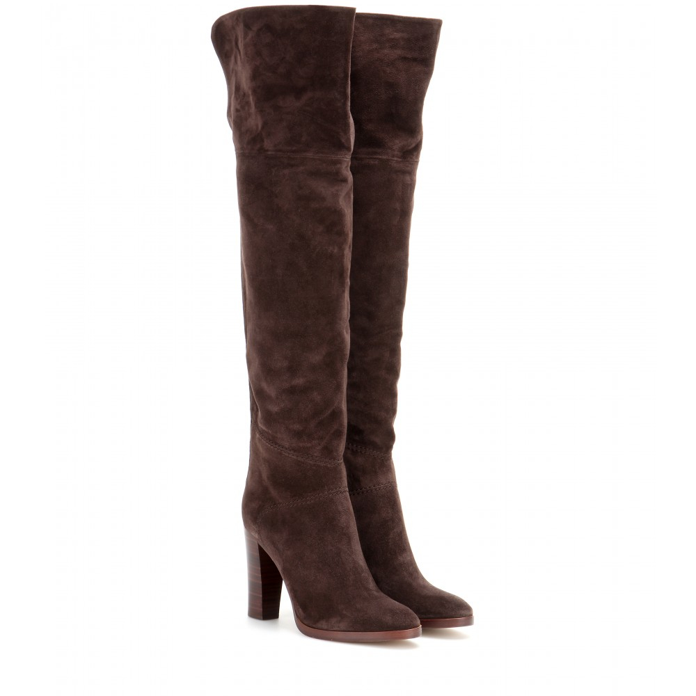 Lyst - Chloé Over-The-Knee Suede Boots in Brown
