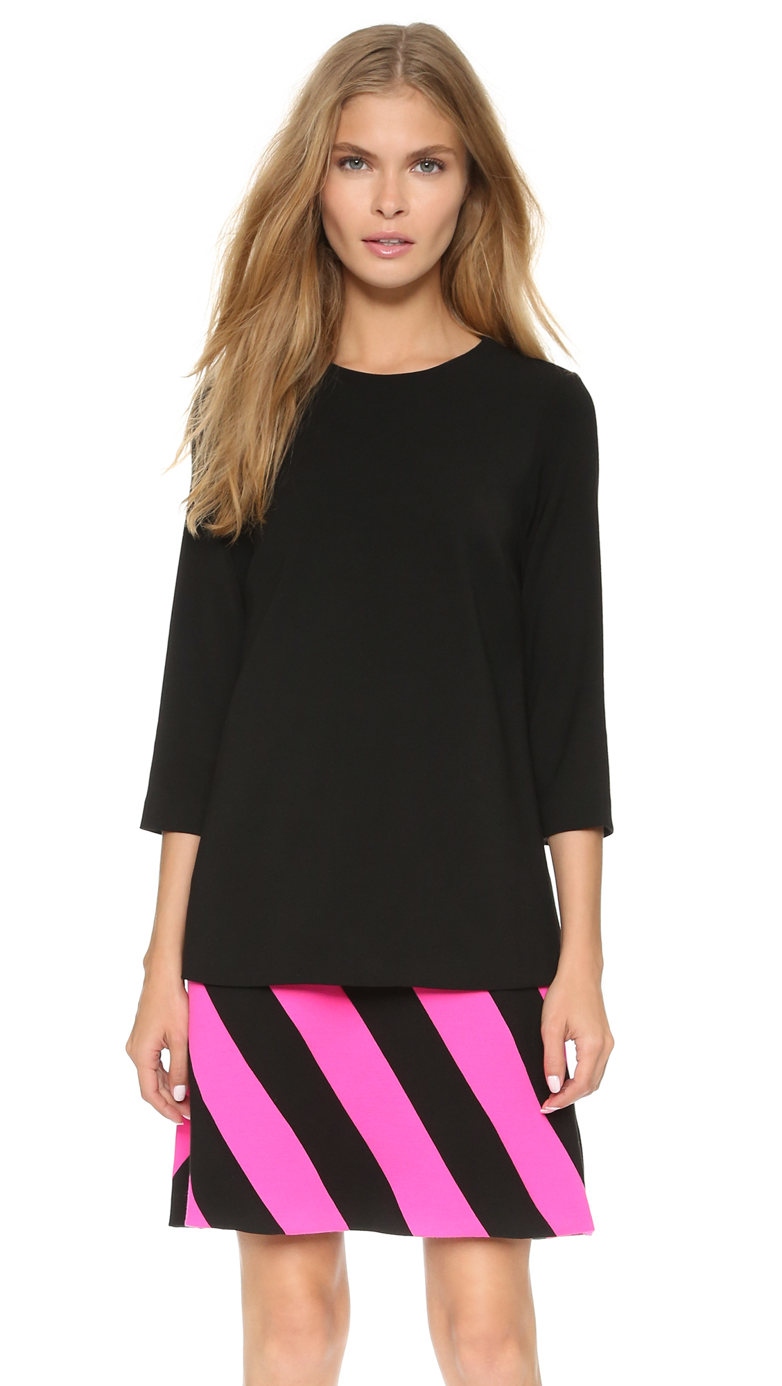 Lyst - Lisa Perry Caution Dress - Black/hot Pink in Black