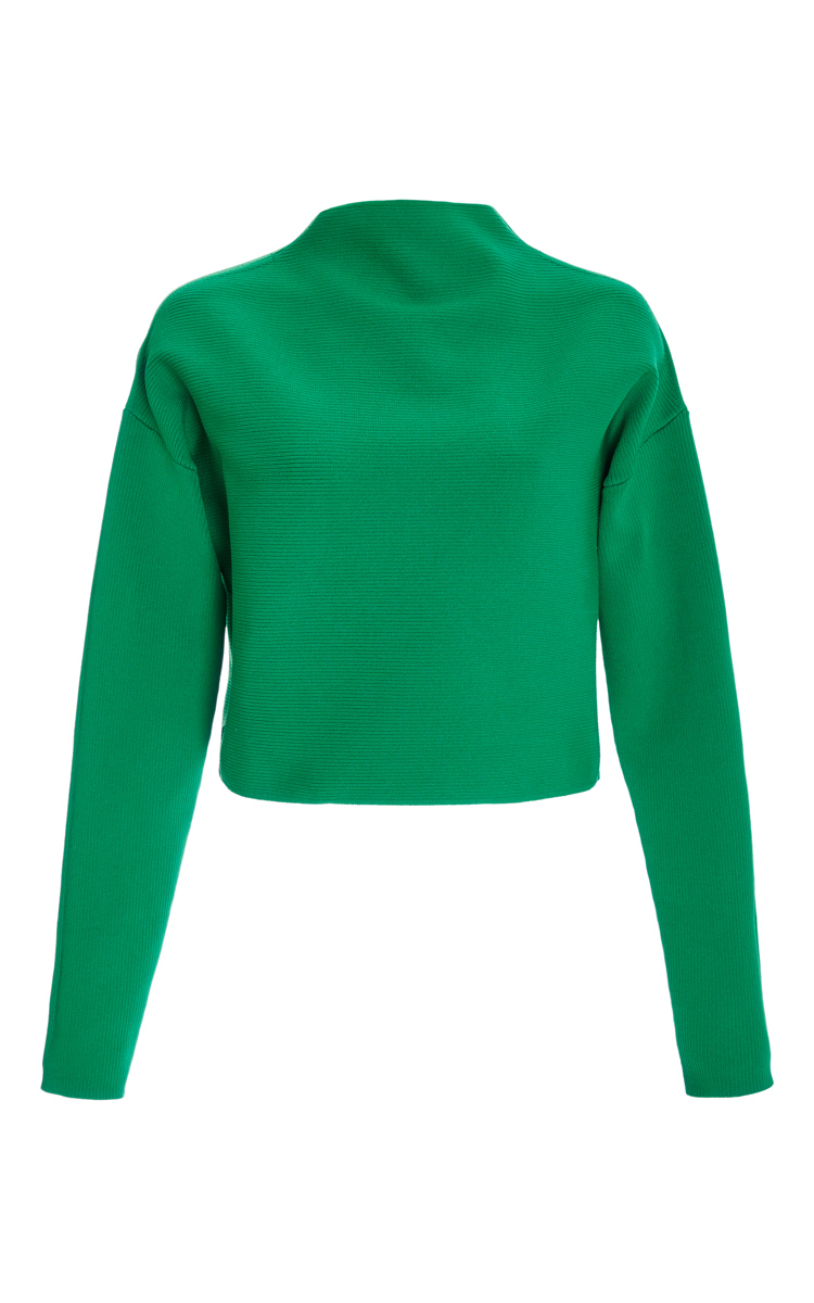 Tibi Green Mock Neck Pullover Sweater in Green | Lyst