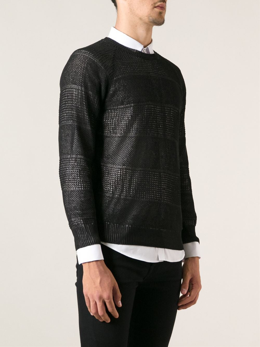 DIESEL Loose Knit Sweater in Black for Men | Lyst UK