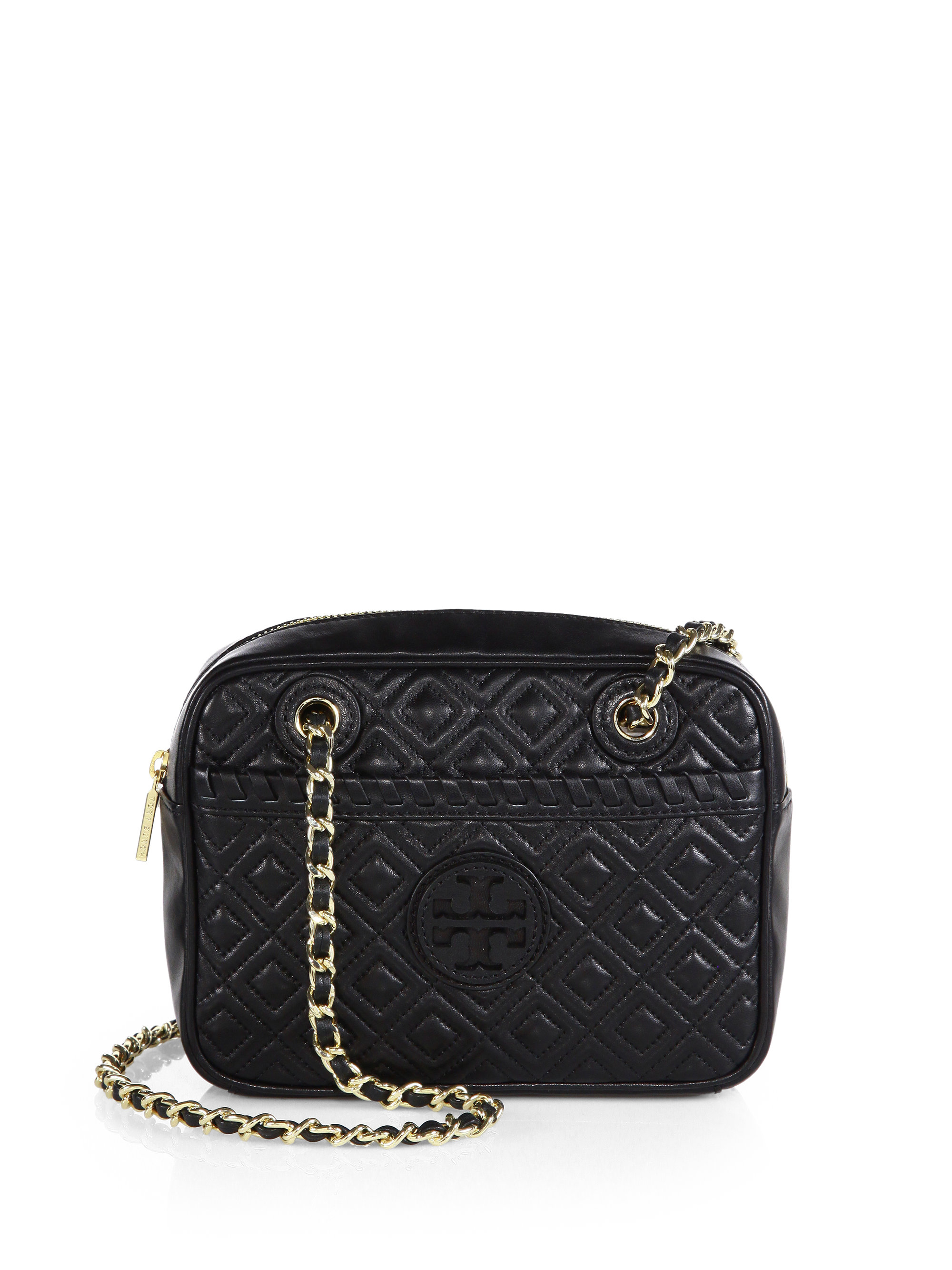 Tory burch Marion Quilted Crossbody Bag in Black | Lyst