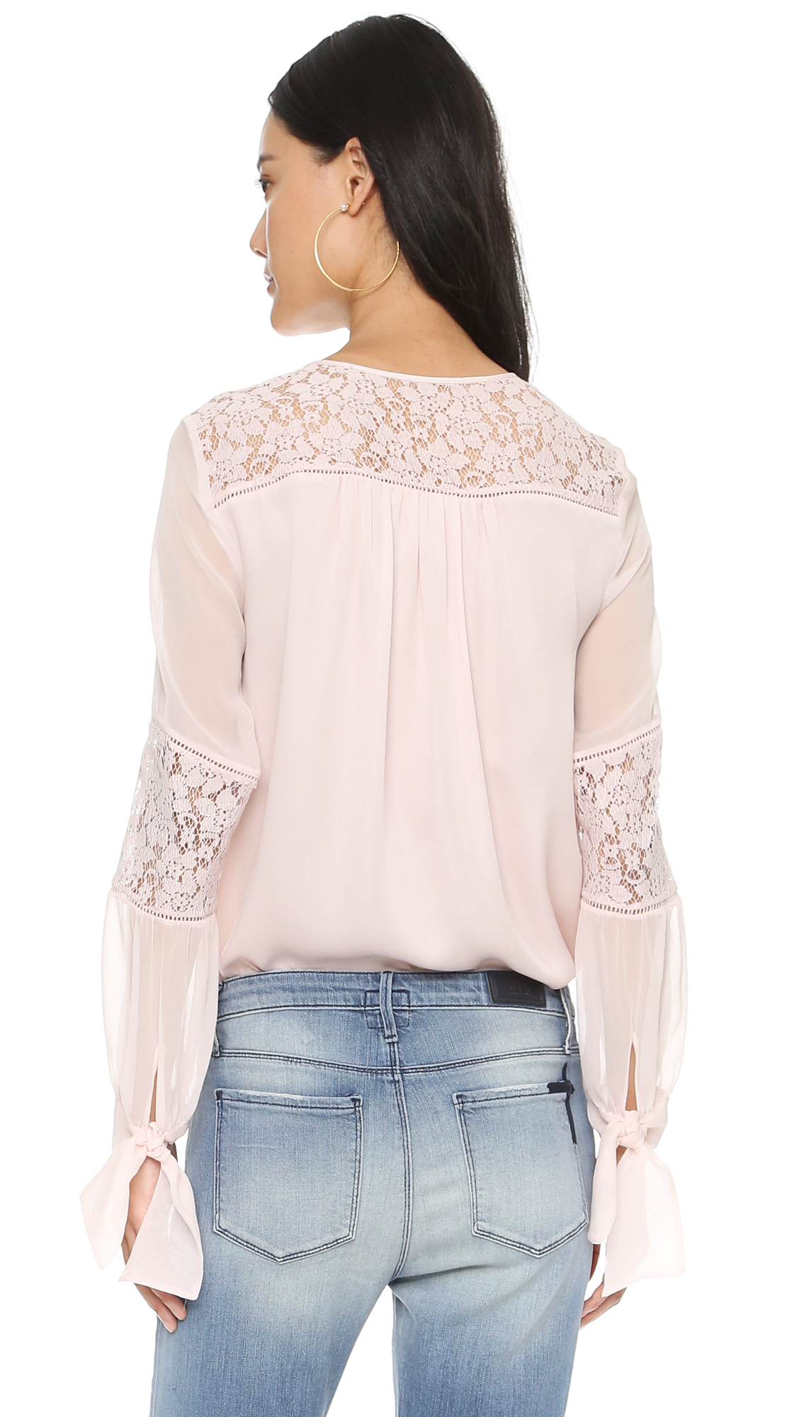 Rebecca Taylor Silk & Lace Blouse - Malt Ball in Natural - Lyst