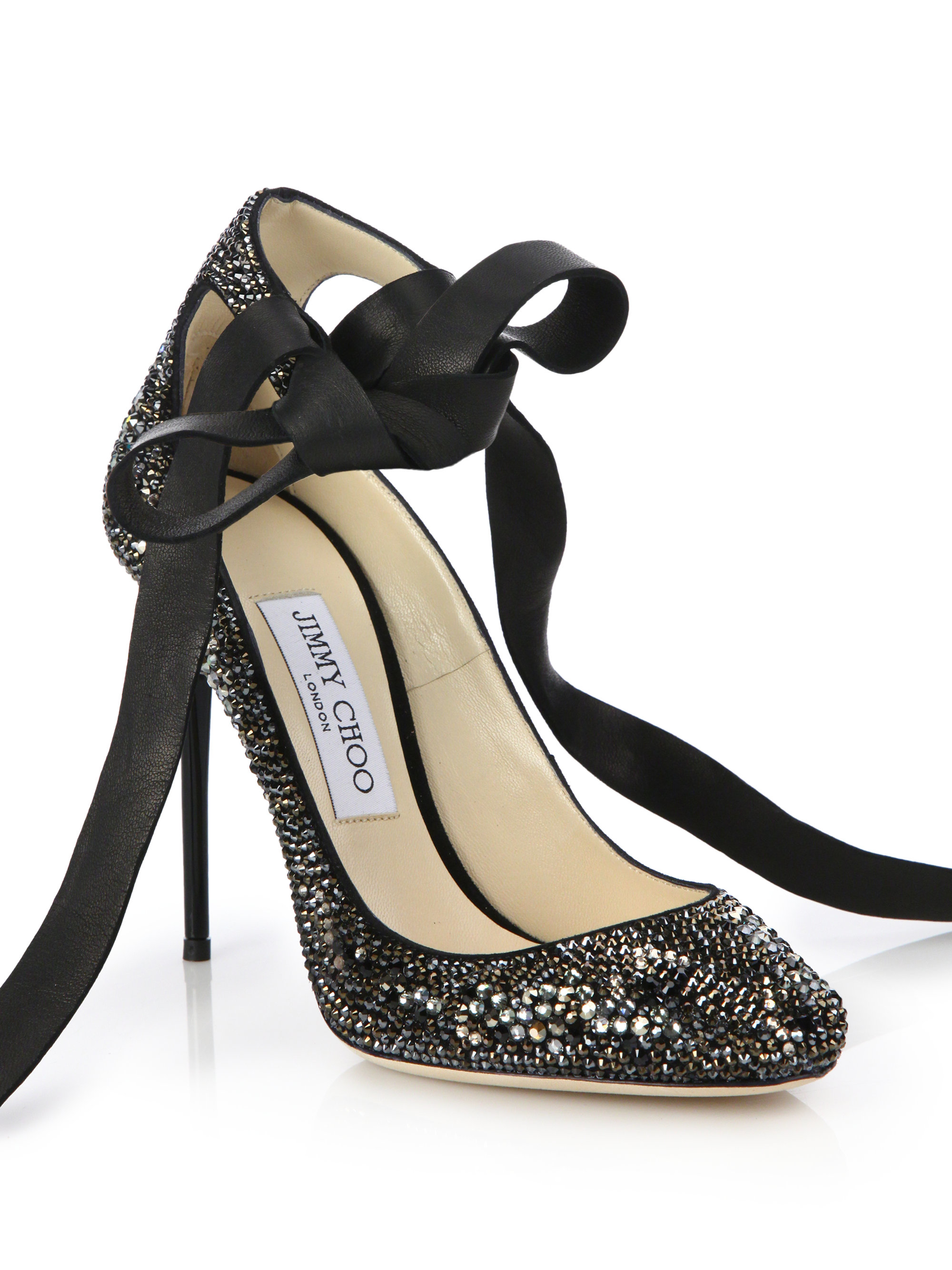 jimmy choo crystal strap heels