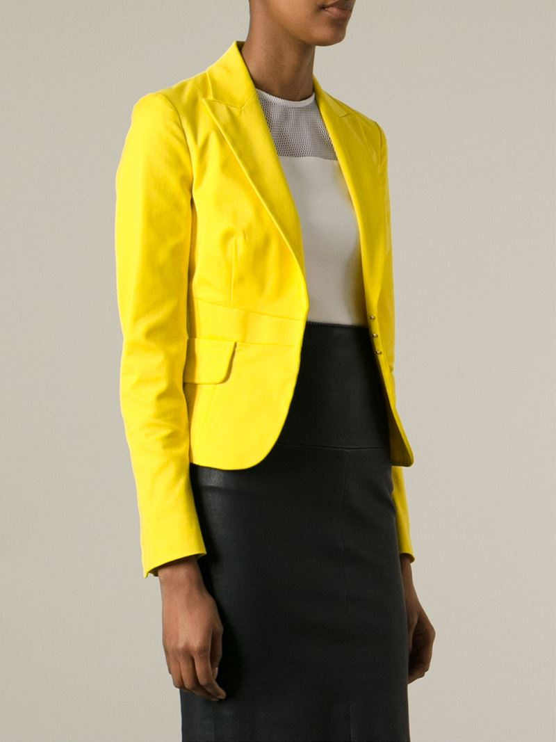 yellow blazer short set