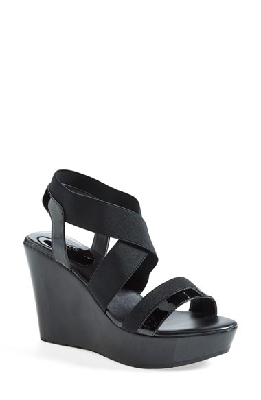 Charles By Charles David 'Feature' Wedge Sandal in Black | Lyst