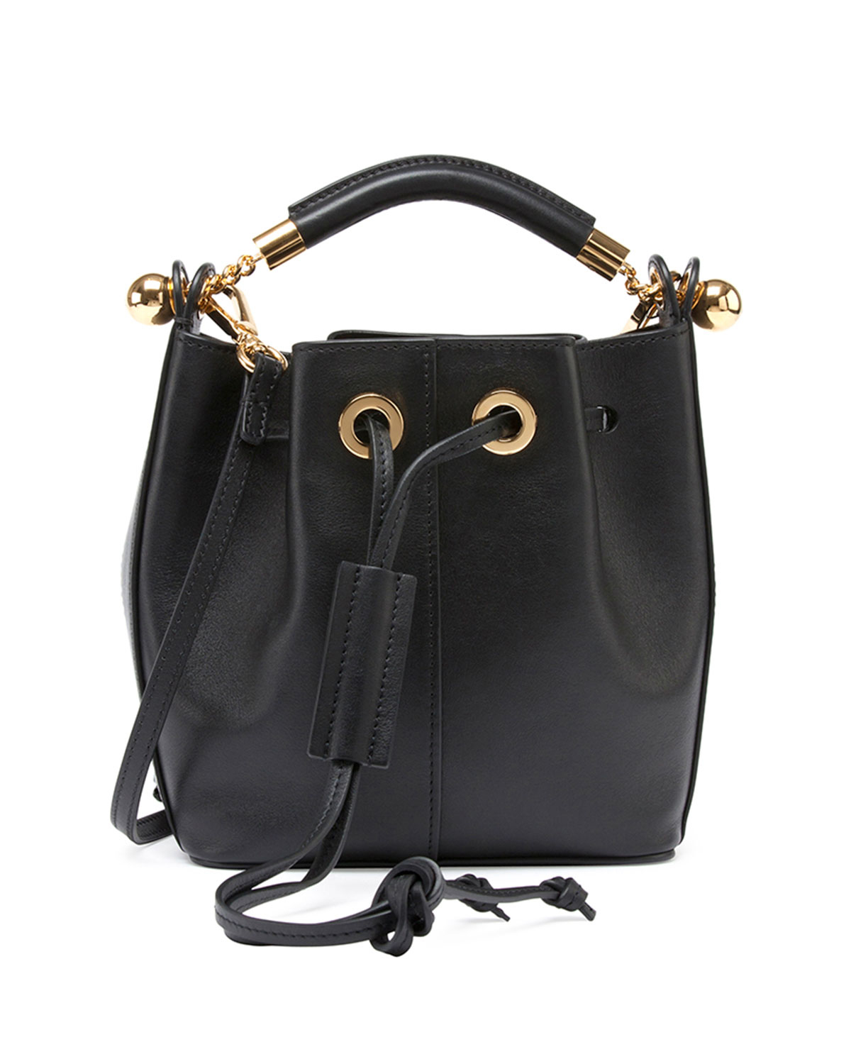 Chloé Gala Small Leather Bucket Bag in Black | Lyst