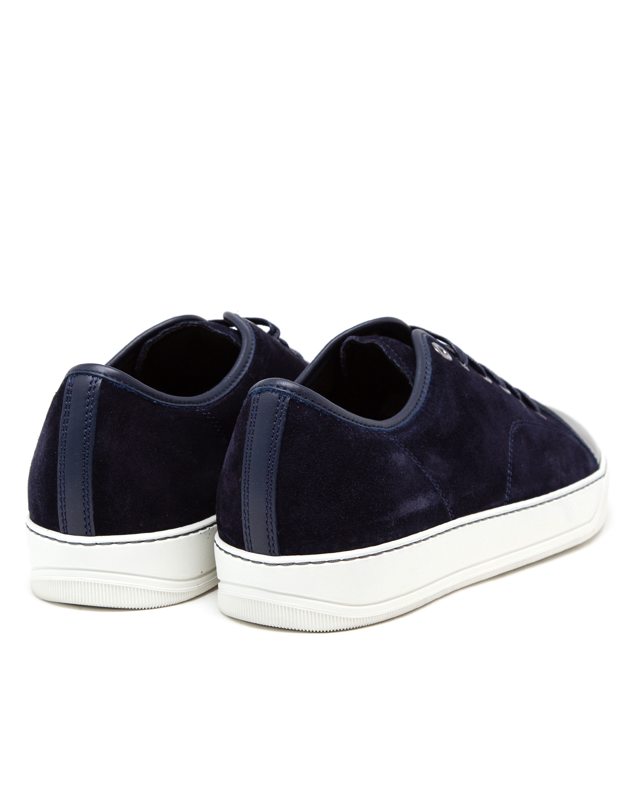 Lanvin Suede And Patent Leather Sneakers in Navy (Blue) for Men - Lyst