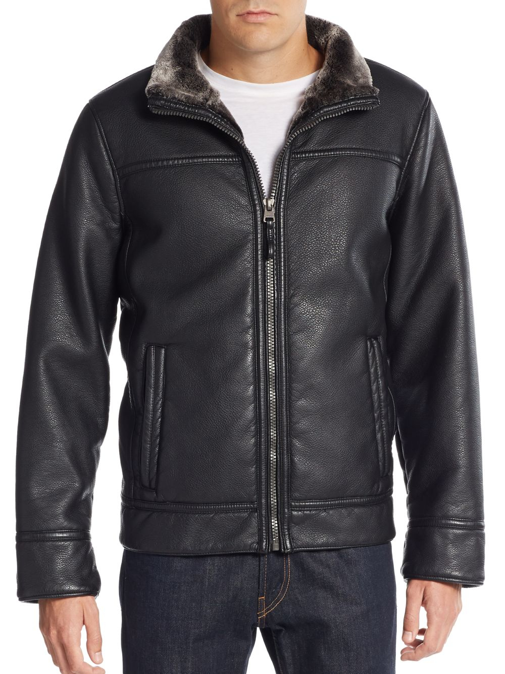Lyst - Calvin Klein Pebbled Faux Leather Jacket in Black for Men