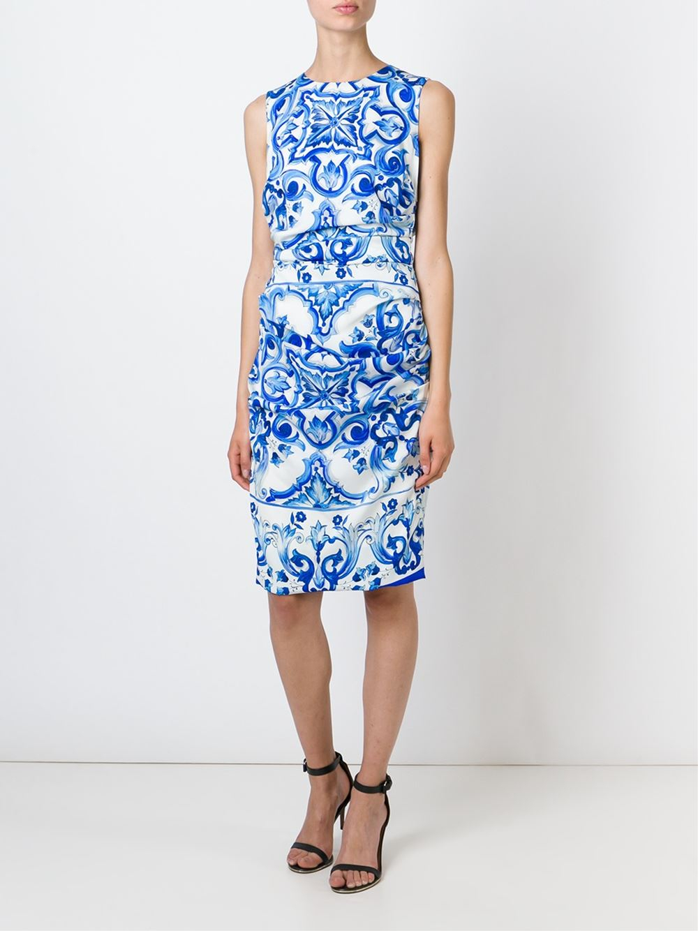 Dolce & gabbana 'majolica' Print Dress in Blue | Lyst