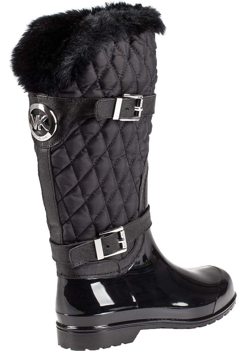 MICHAEL Michael Kors Rubber Fulton Quilted Patent Boots in Black - Lyst