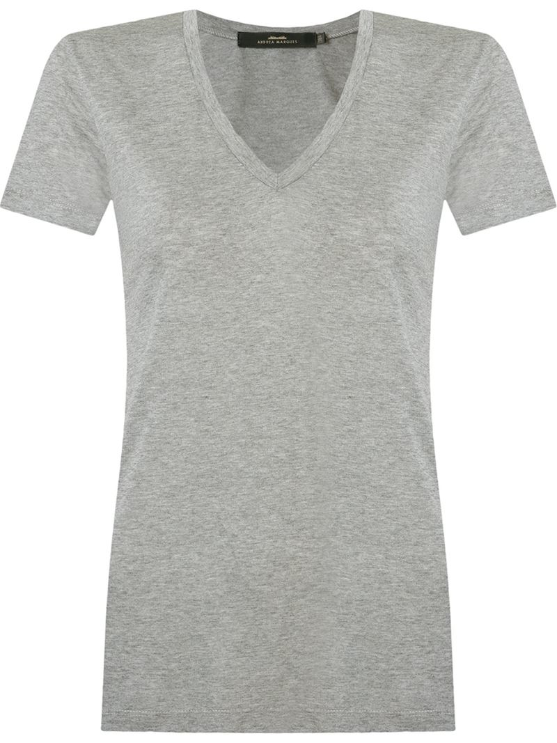 Andrea Marques V Neck T Shirt In Gray Grey Lyst andrea marques v neck t shirt in gray grey lyst