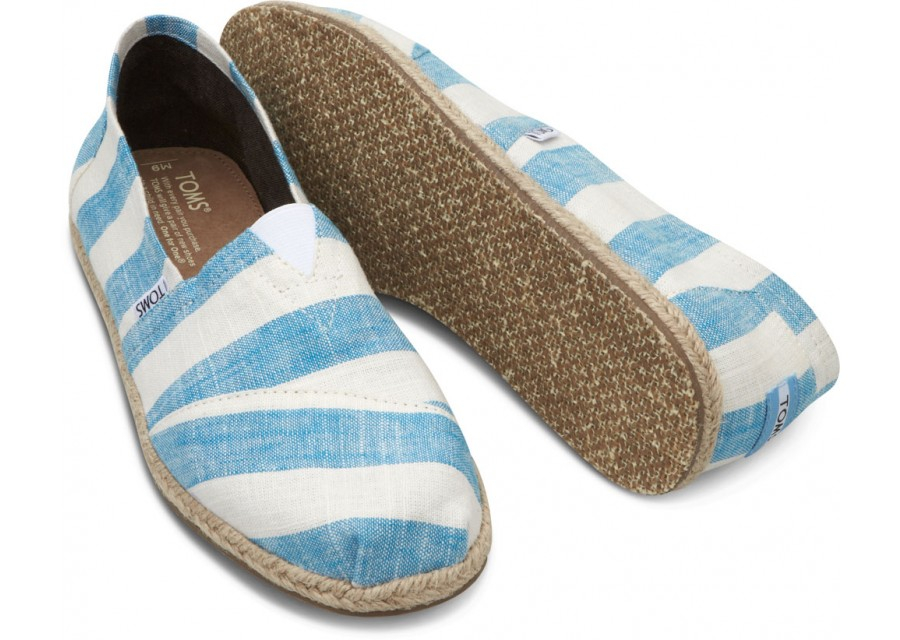 TOMS Blue and White Stripe Mens Canvas 