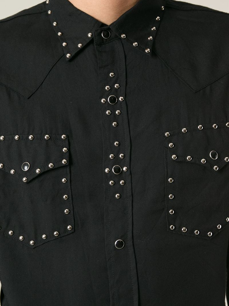 Saint Laurent Studded Western Shirt in Black for Men | Lyst