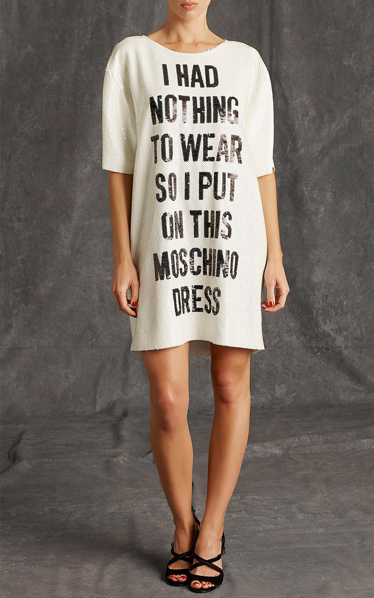 Moschino Nothing To Wear Sequin Shirt Dress in White | Lyst