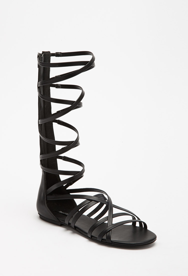 Forever 21 Strappy Mid-calf Gladiator Sandals in Black - Lyst