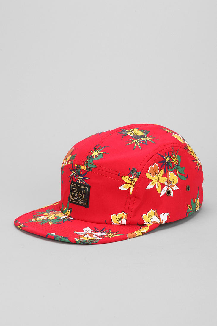 Obey Sativa Floral 5-Panel Hat in Red Men | Lyst