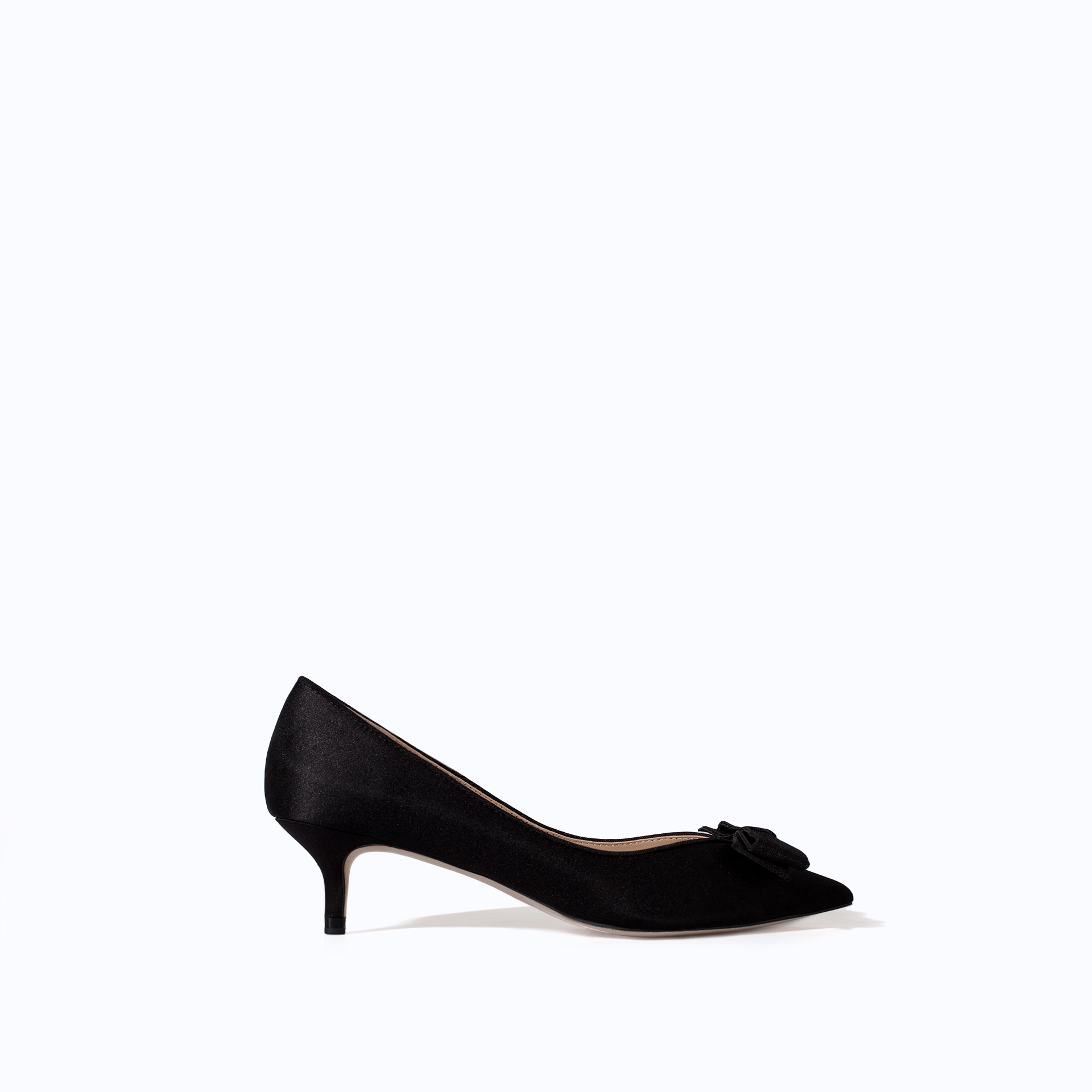 Zara Kitten Heel with Bow in Black | Lyst