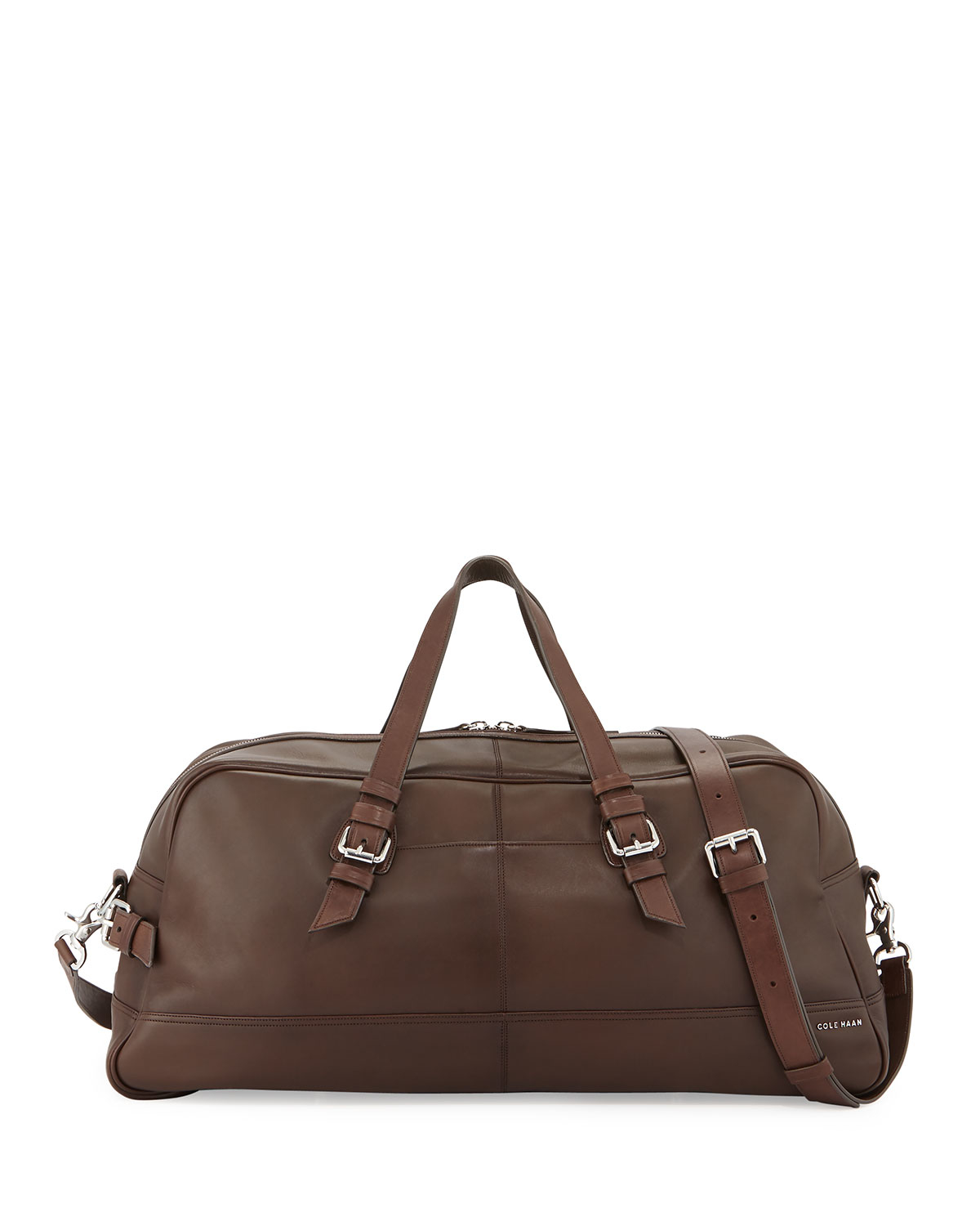 Cole haan Buckled Large Leather Duffle Bag in Brown Lyst