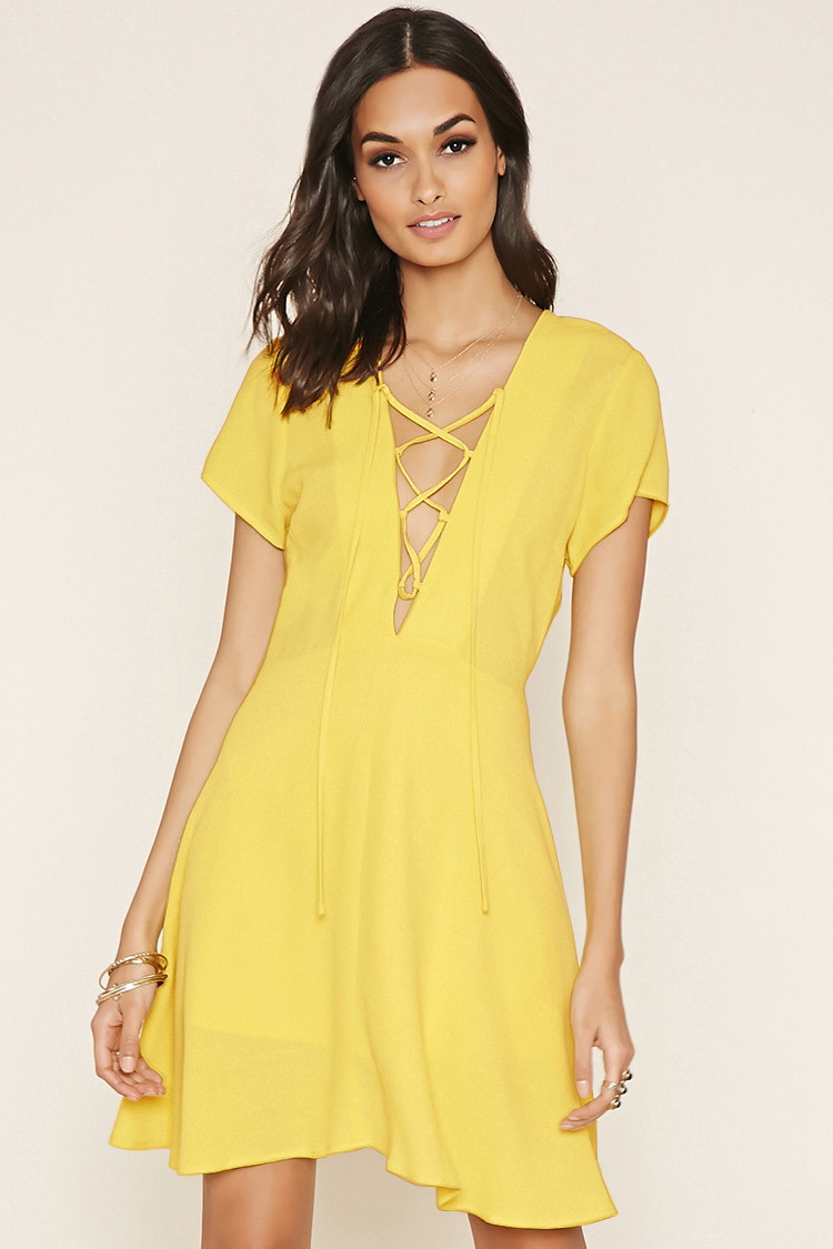 yellow lace dress forever 21