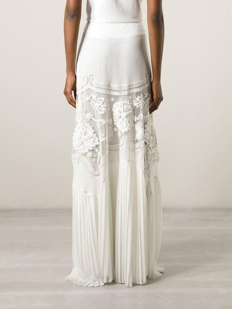white embroidered maxi skirt
