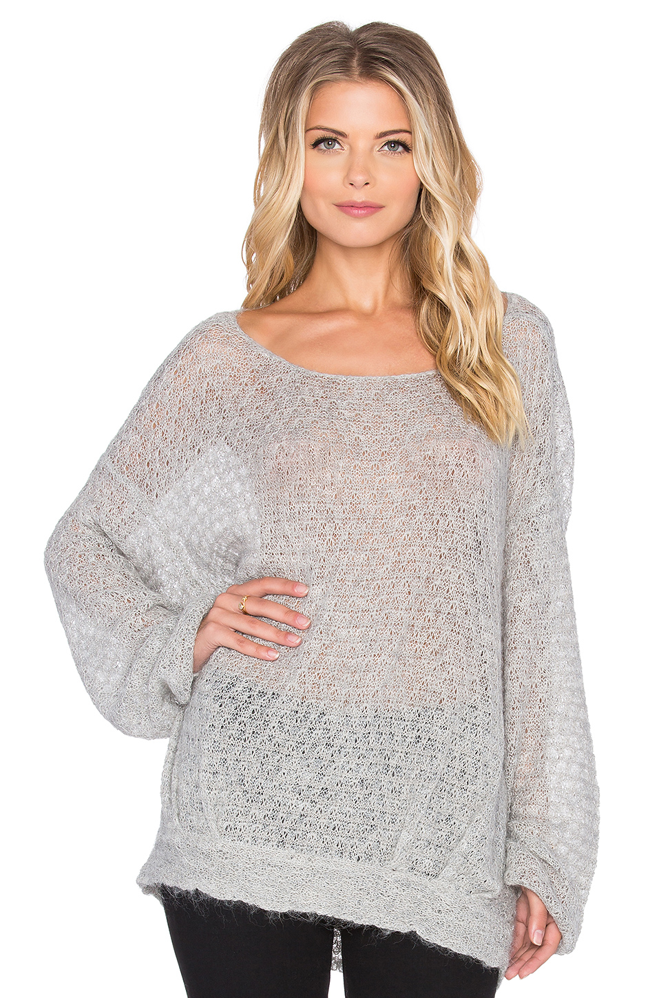 Free People Brandywine Drape Back Sweater In Heather Grey Gray