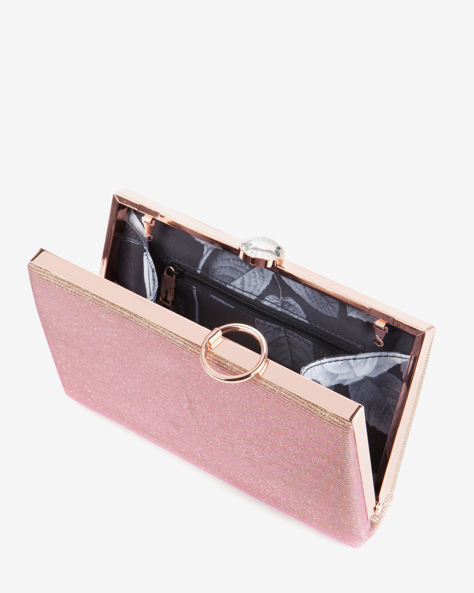 Ted Baker Hard Case Glitter Clutch Bag in Pink | Lyst