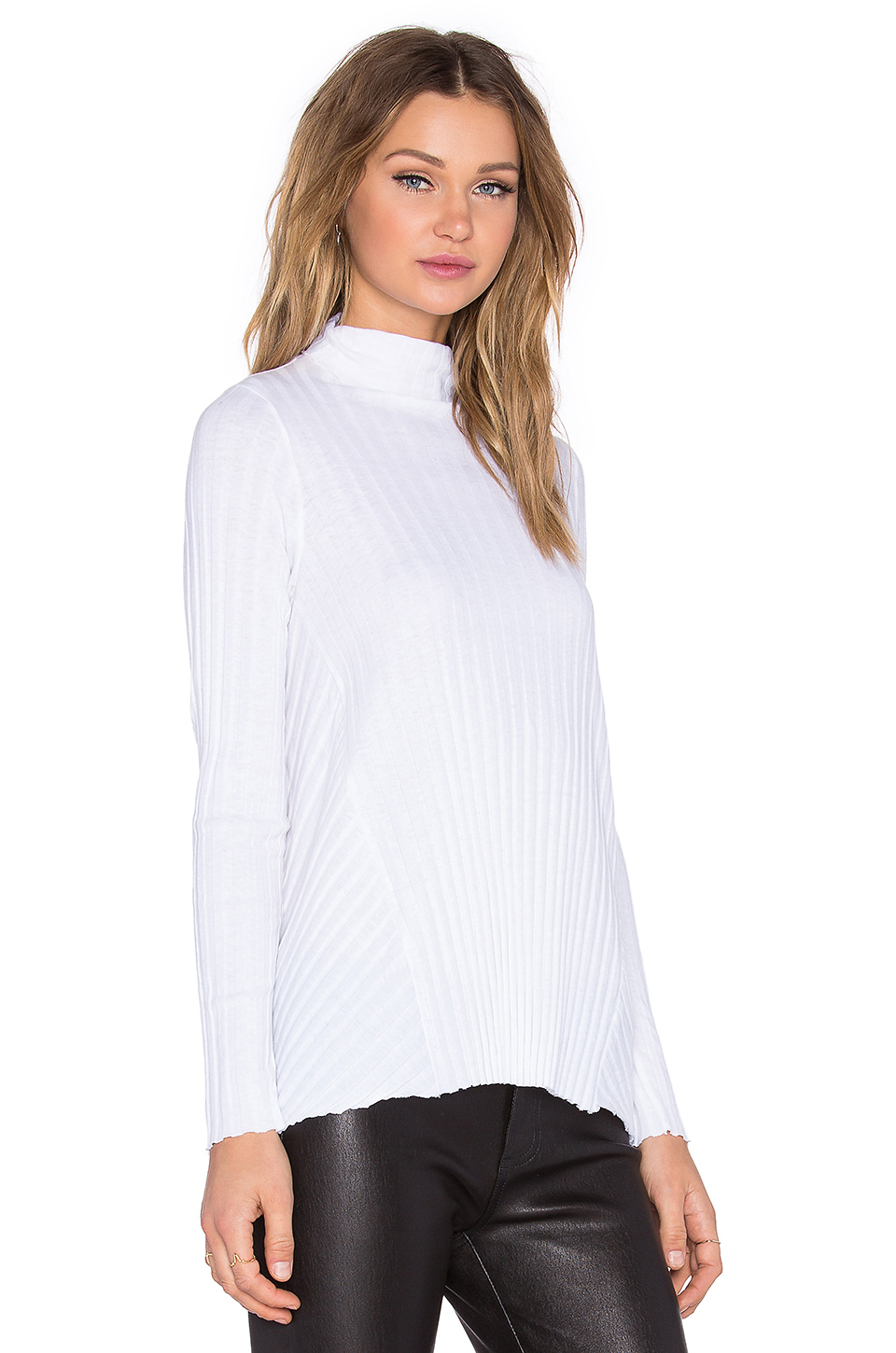 Lyst - Enza Costa Cashmere Flare Long Sleeve Turtleneck Sweater in White