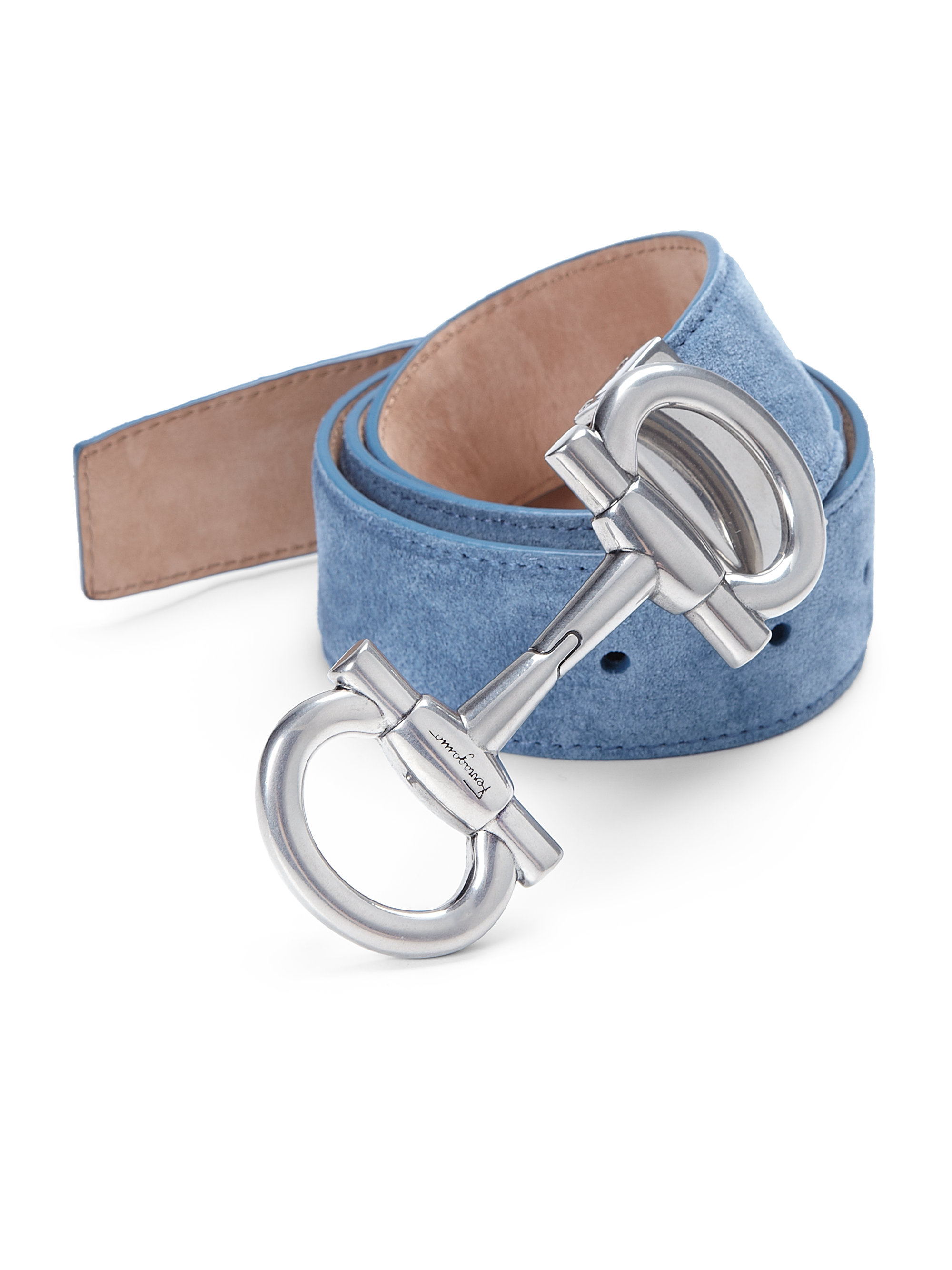 Salvatore Ferragamo Men's Double Gancini Buckle Leather Belt