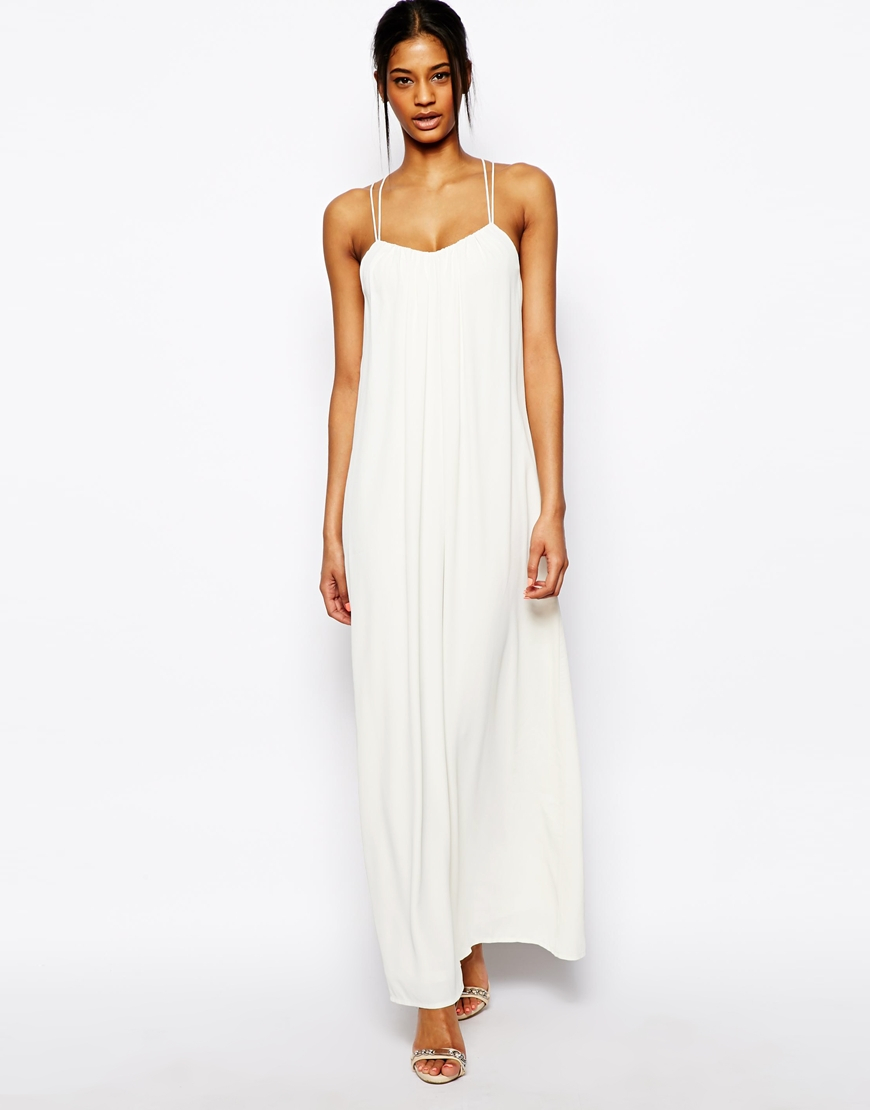 white cami maxi dress