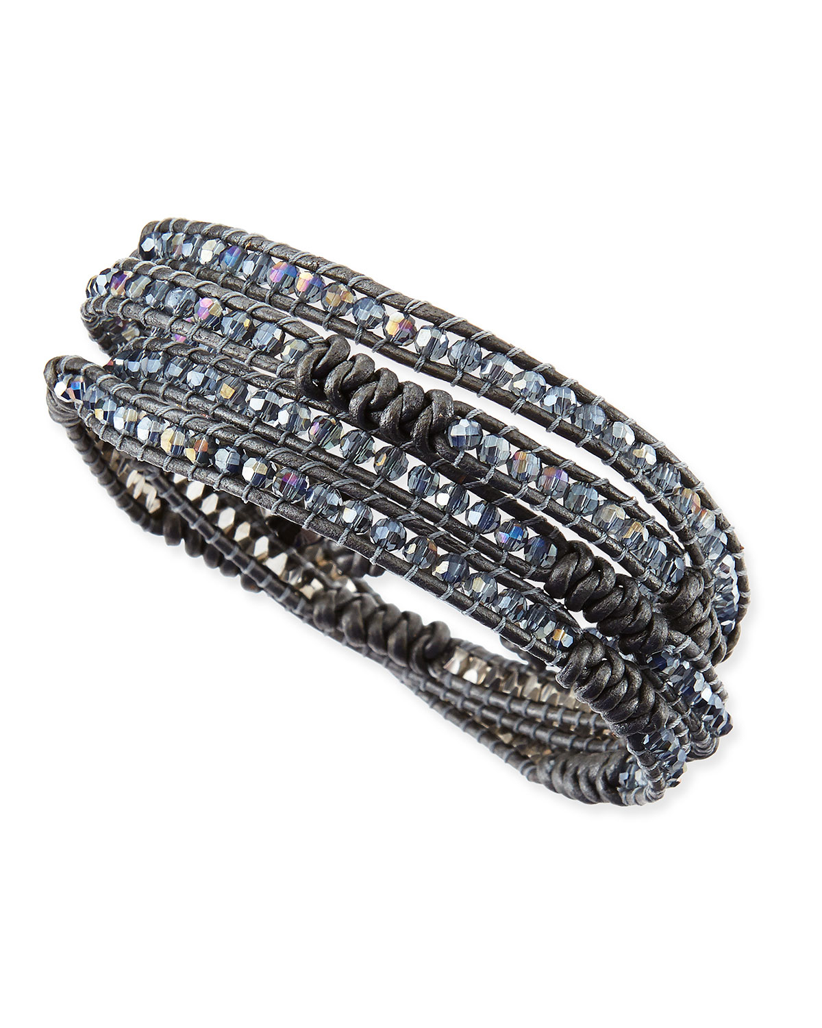 Knotted Leather Beaded Wrap Bracelet Knotted Leather Beaded Wrap Bracelet