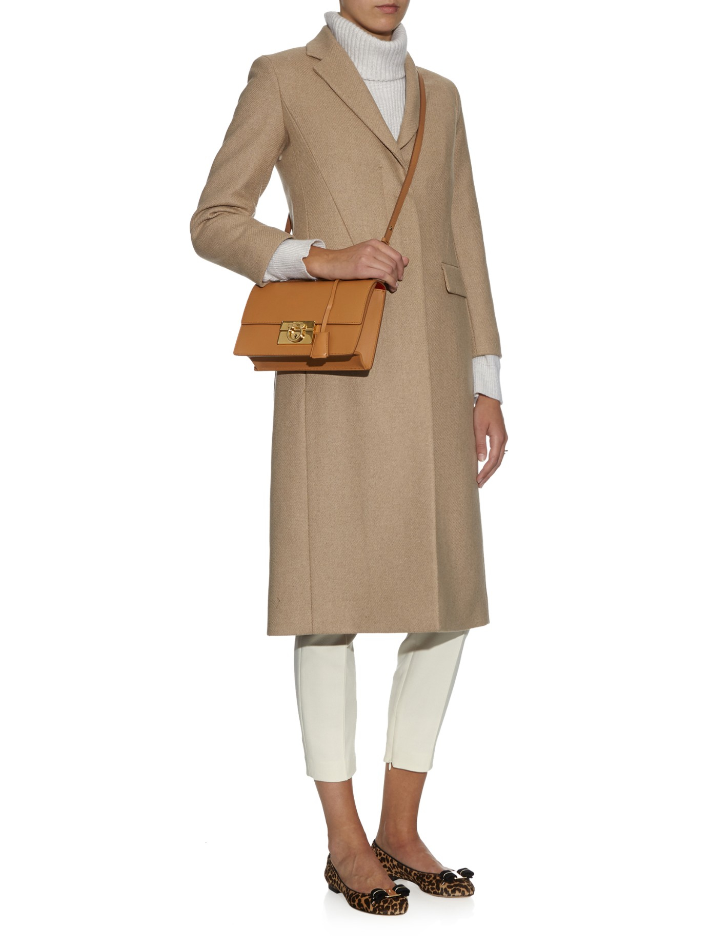 Ferragamo Aileen Medium Leather Cross-Body Bag in Tan (Brown) | Lyst
