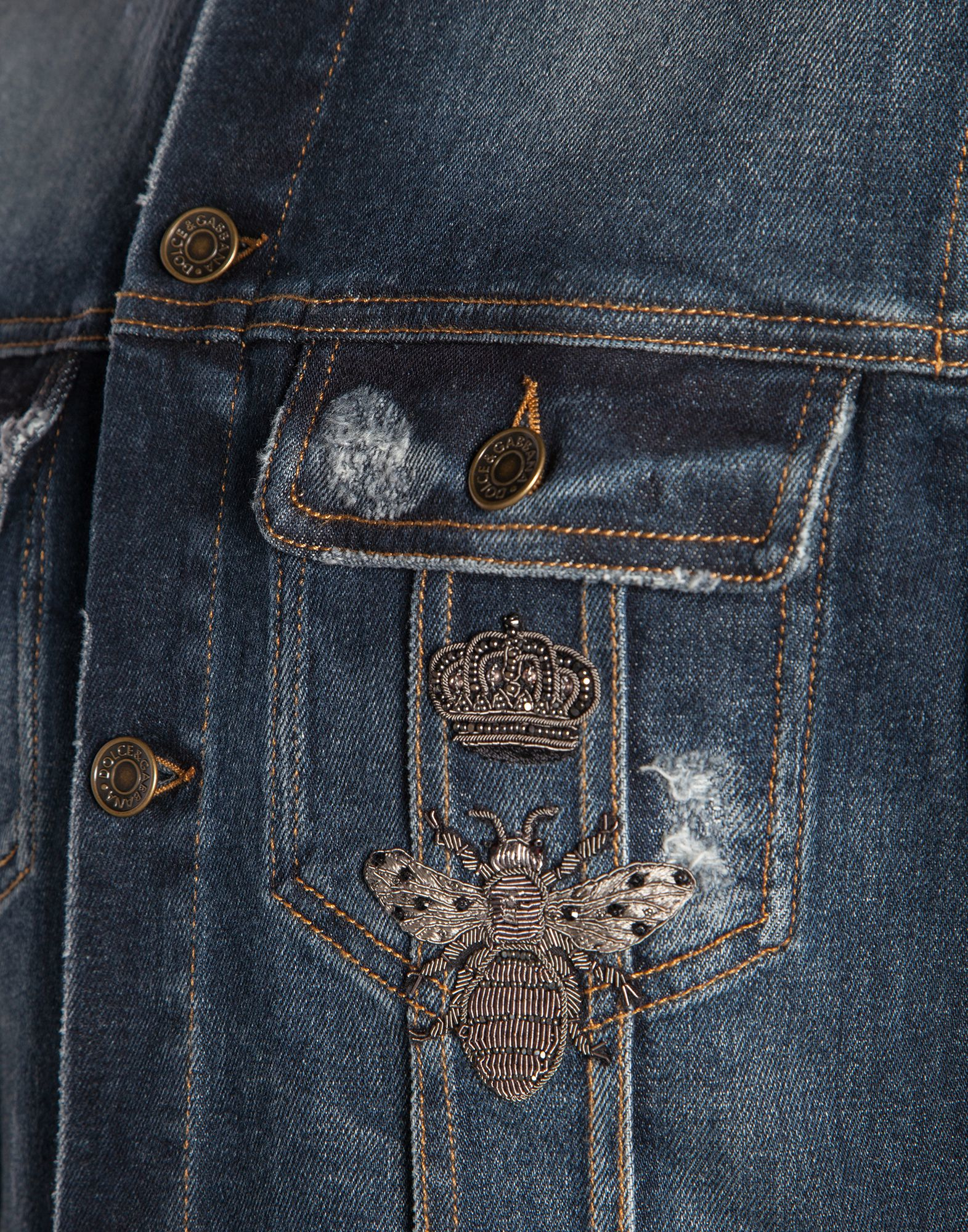 Dolce & Gabbana Crown And Embroidered Denim Jacket in | Lyst