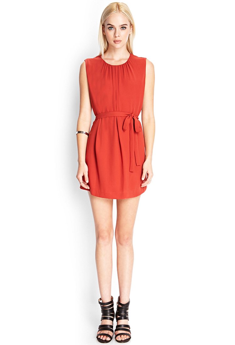 Forever 21 Belted Shift Dress in Rust (Orange) Lyst