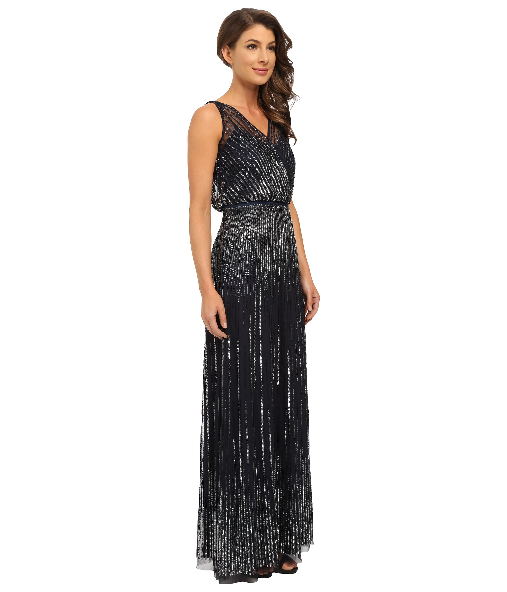 adrianna papell black beaded gown