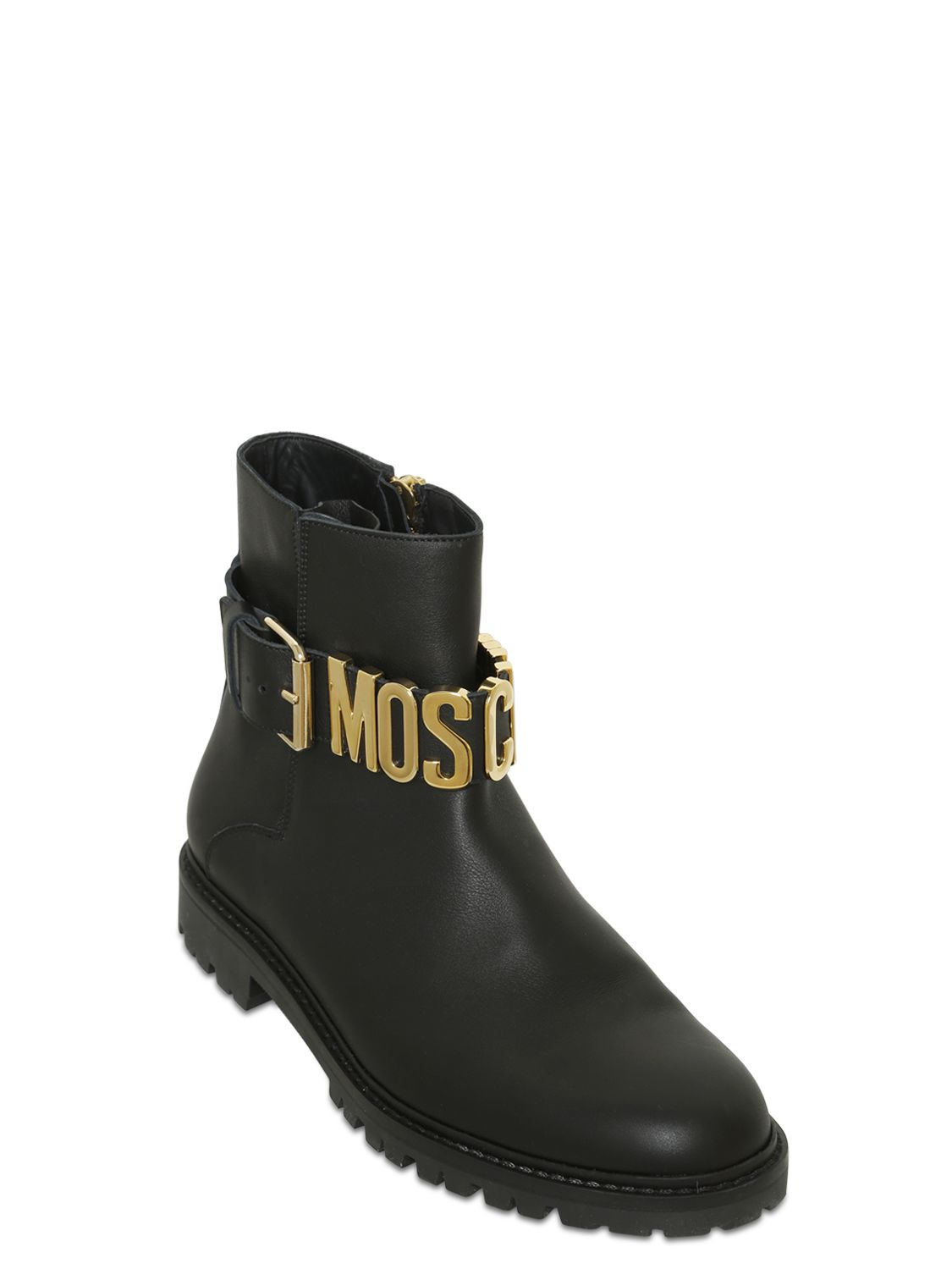 Moschino Logo Lettering Belted Leather 
