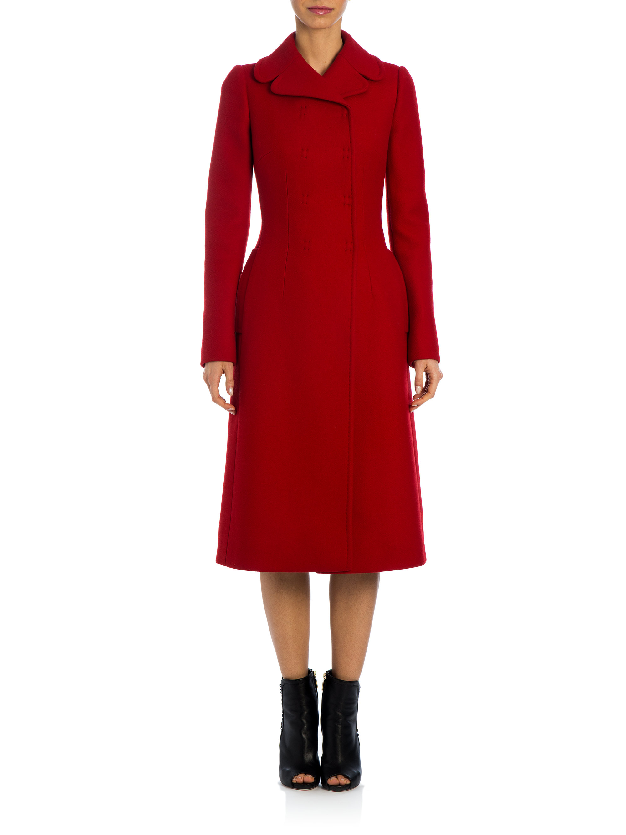 Dolce & Gabbana Long Wool-cashmere Coat in Dark Red (Red) - Lyst