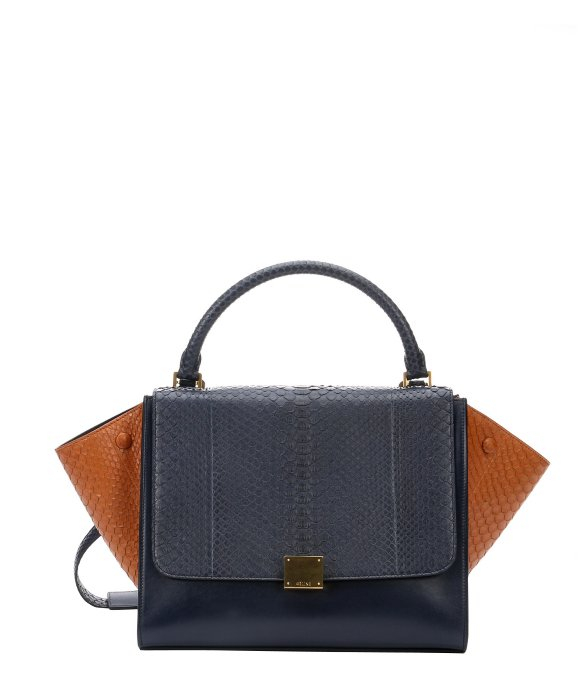 Cline Navy And Brown Python And Leather Trapeze Tote in Blue | Lyst  