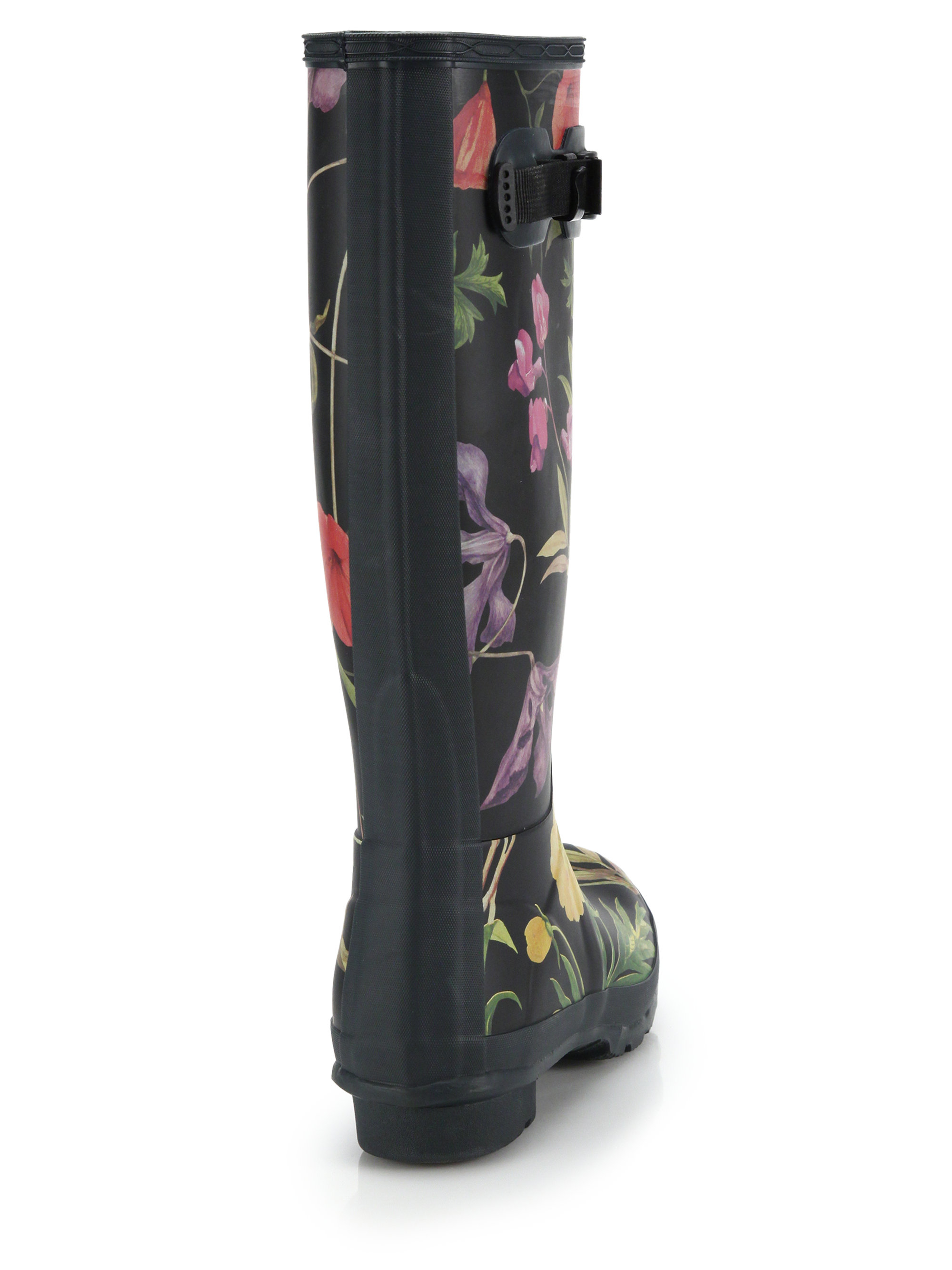 HUNTER Rhs Tall Floral-print Rain Boots in Black - Lyst