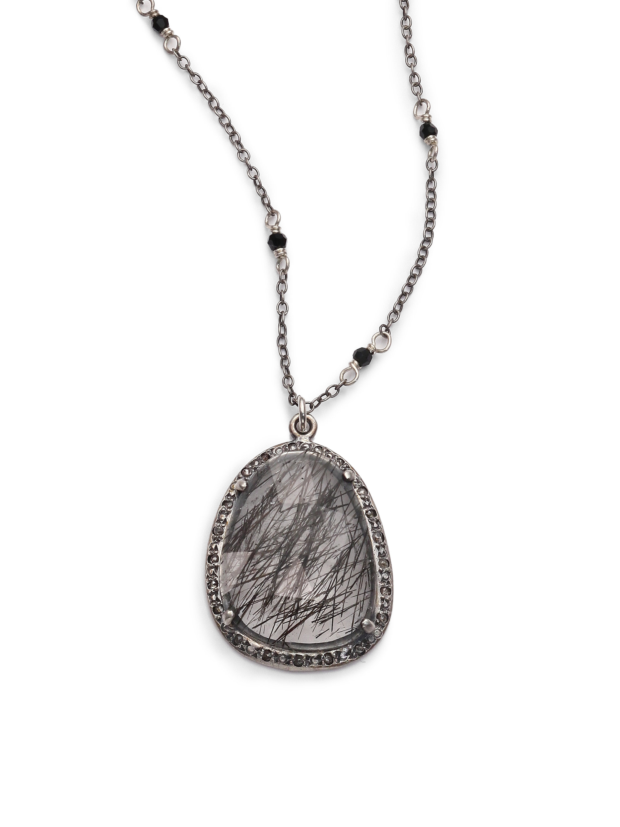 Lyst Chan luu Black Rutilated Quartz, Champagne Diamond, Crystal