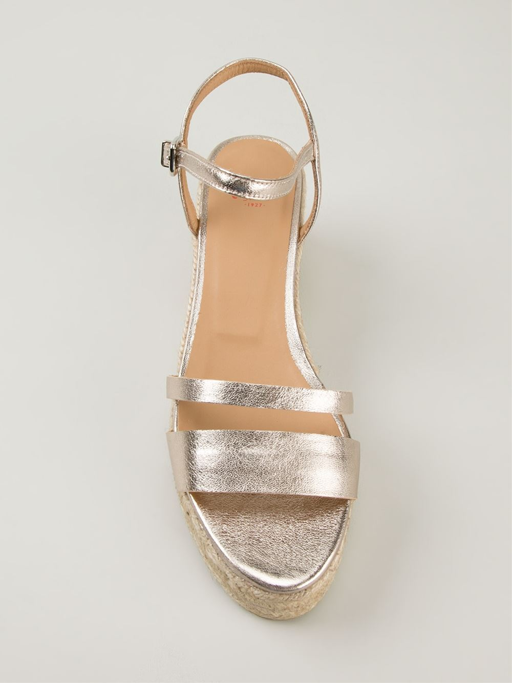 metallic wedge sandal