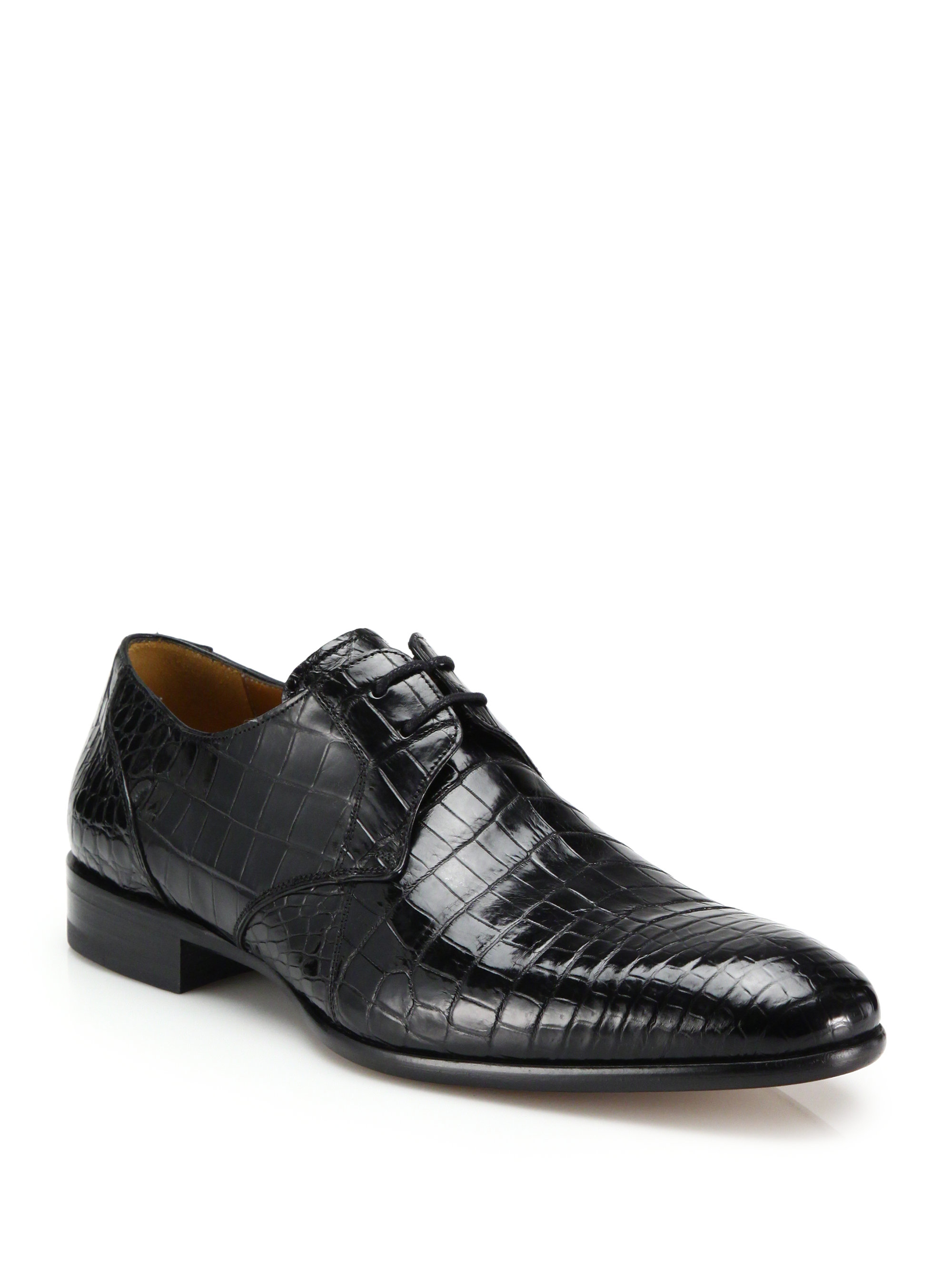 Mezlan Gastone Crocodile Derby Shoes in Black for Men - Lyst