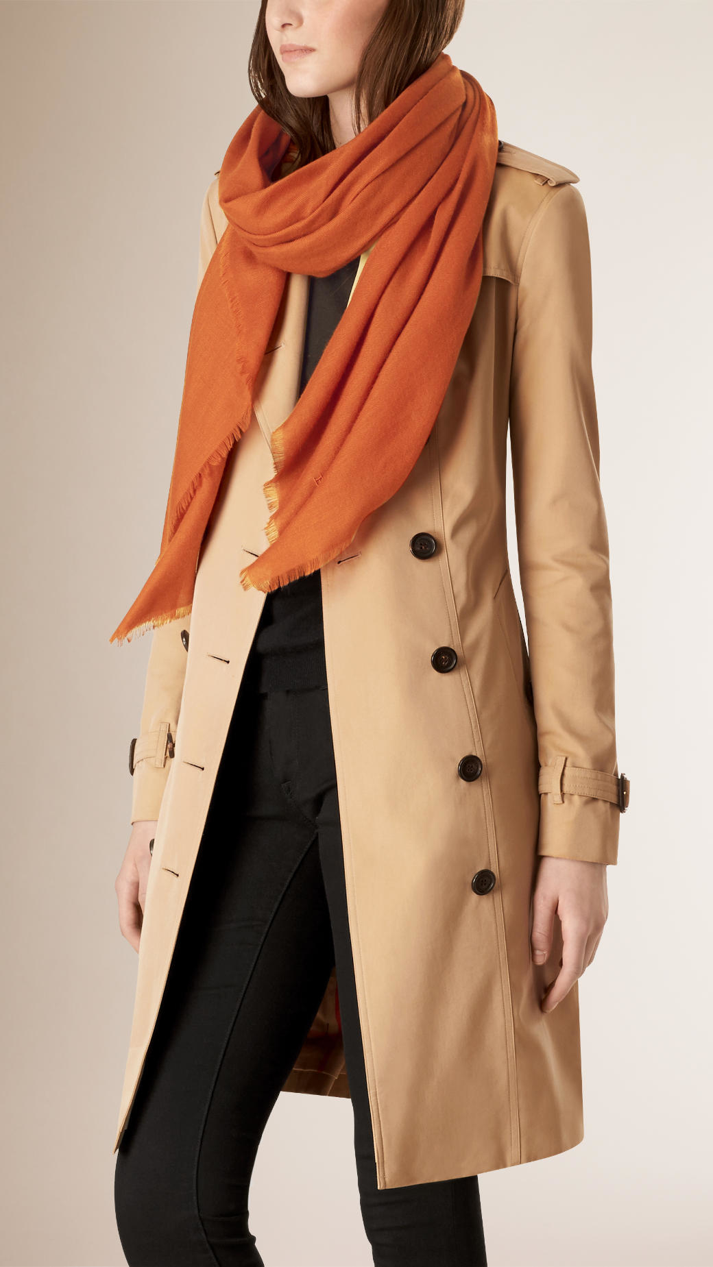 Burberry The Lightweight Cashmere Scarf Burnt Orange in Orange Lyst