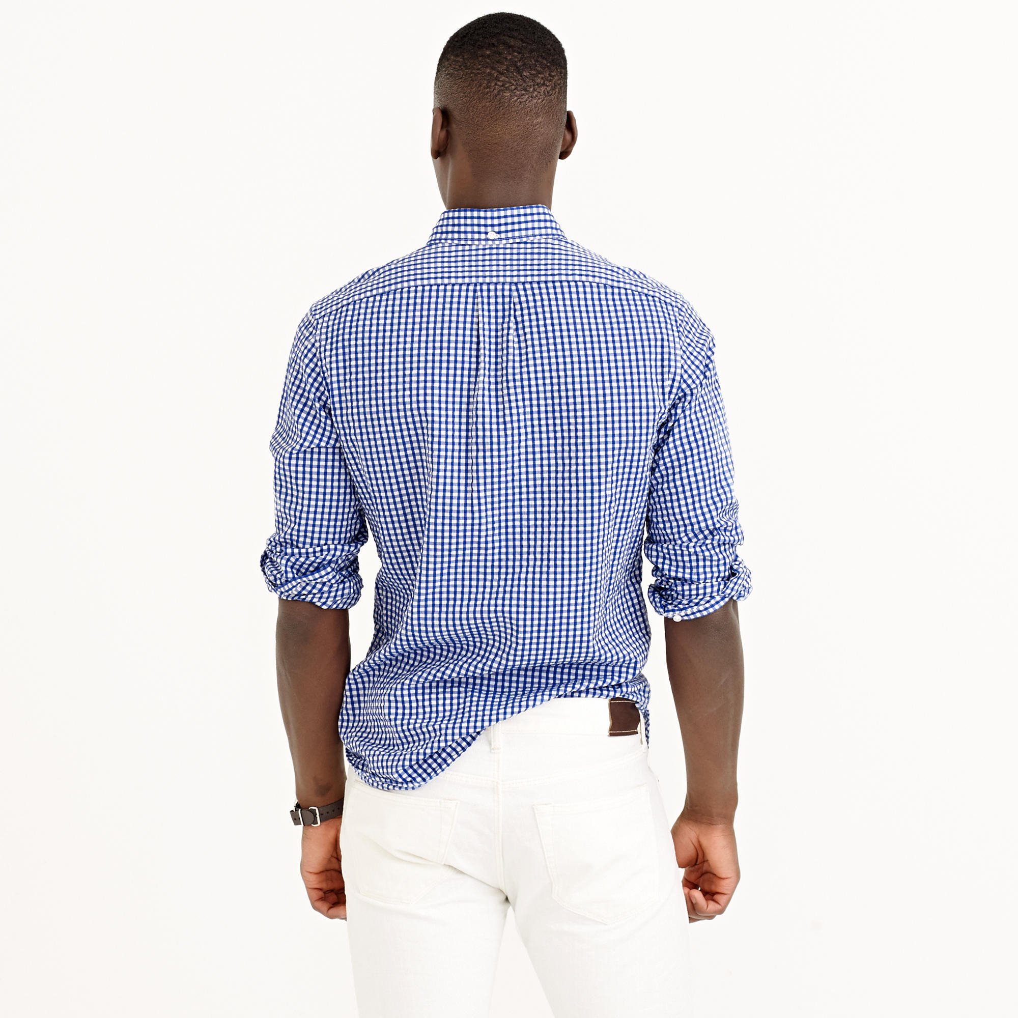 J.Crew Seersucker Shirt In Estate Blue Gingham for Men Lyst
