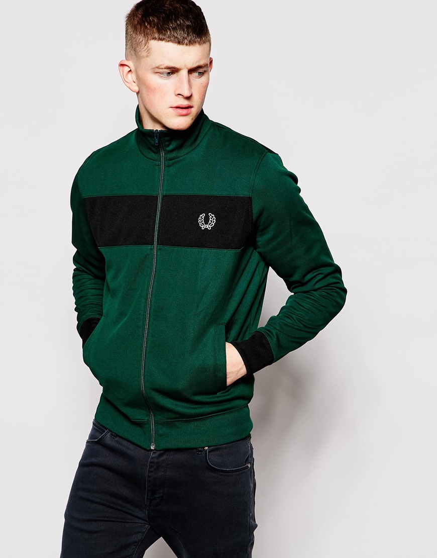Fred perry Track Top With Chest Stripe In Ivy in Green for Men | Lyst