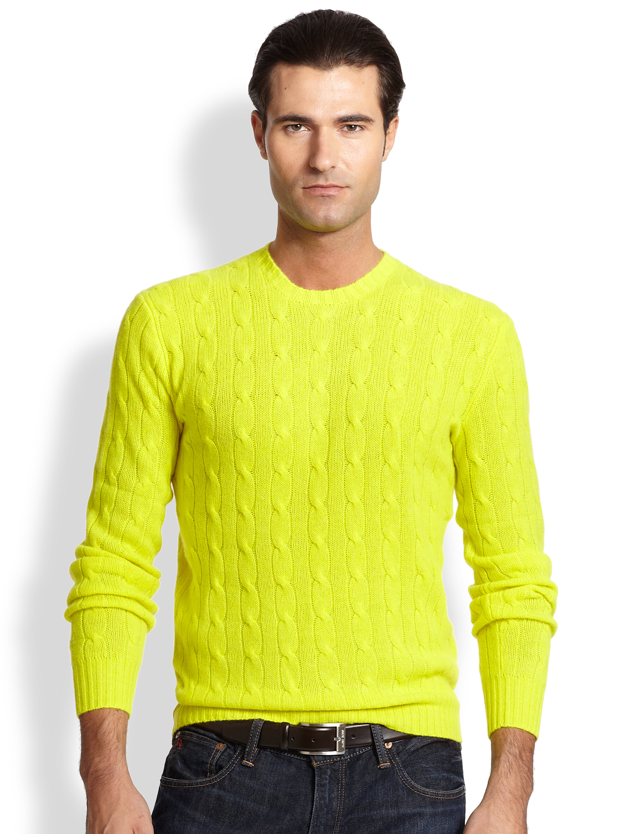 Polo Ralph Lauren Cable-knit Cashmere Sweater in Yellow for Men - Lyst