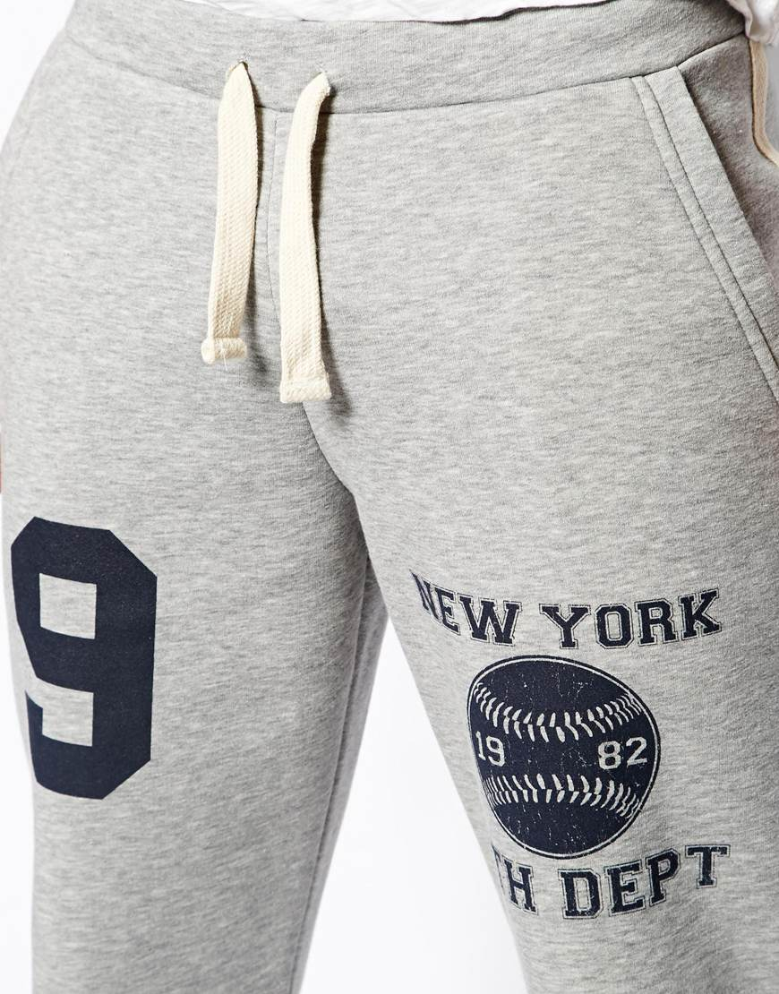 Asos Straight Sweatpants with Collegiate Print in Gray for Men | Lyst