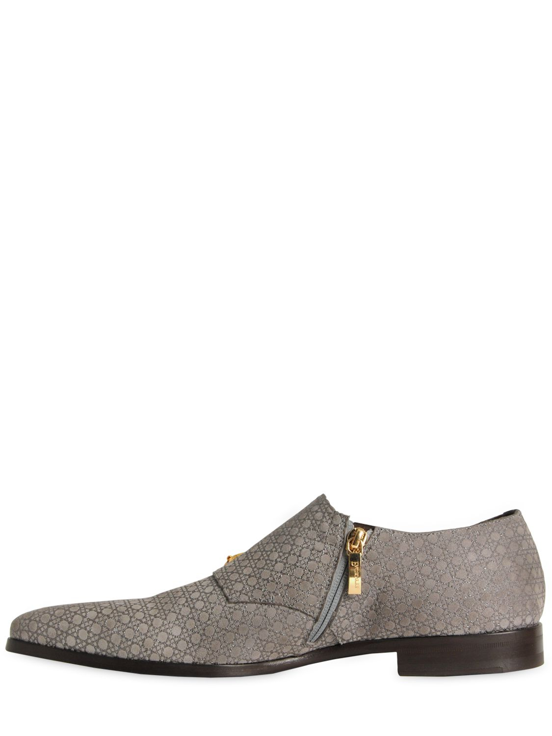 Cesare Paciotti Viennese Rattan Suede Monk Strap Shoes in Grey (Gray ...