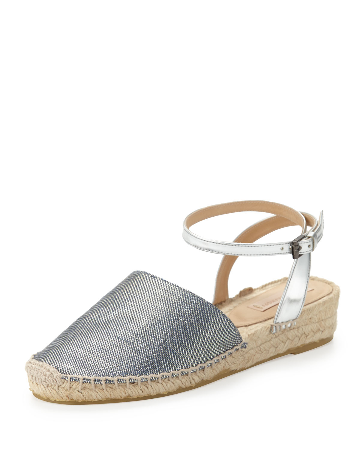 Reed krakoff Metallic Anklewrap Espadrille Flat in Blue | Lyst