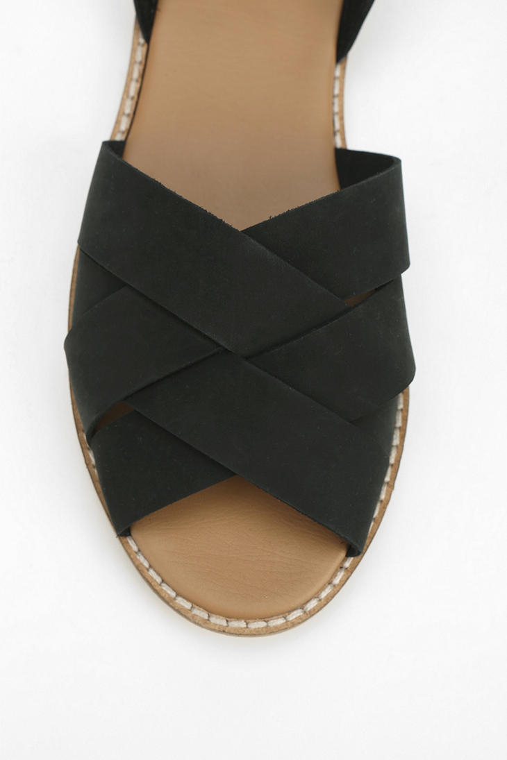 black peep toe flat sandals